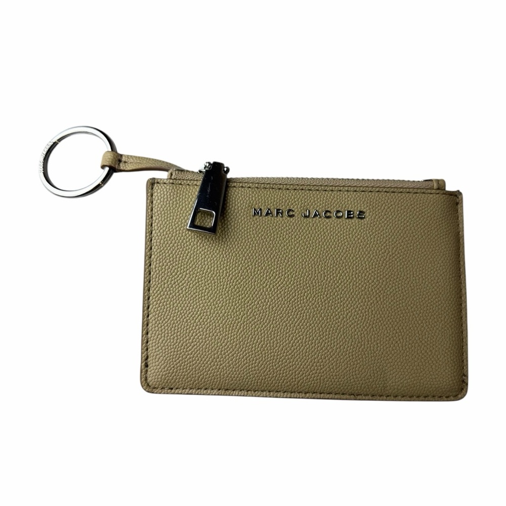 Marc Jacobs Key Ring Zip Cardholder Wallet Tan Leather ID Holder Neutral taupe - Picture 2 of 4